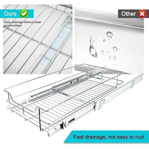 Pull Out Cabinet Organizer 14" W X 22" D, Slide Out Drawers For Kitchen Organizers and Storage, Pull Out Drawers For Cabinets Capacity Heavy Duty Caddy, Cabinet Shelves Chrome-Plated, Bathroom Pantry thumbnail 7