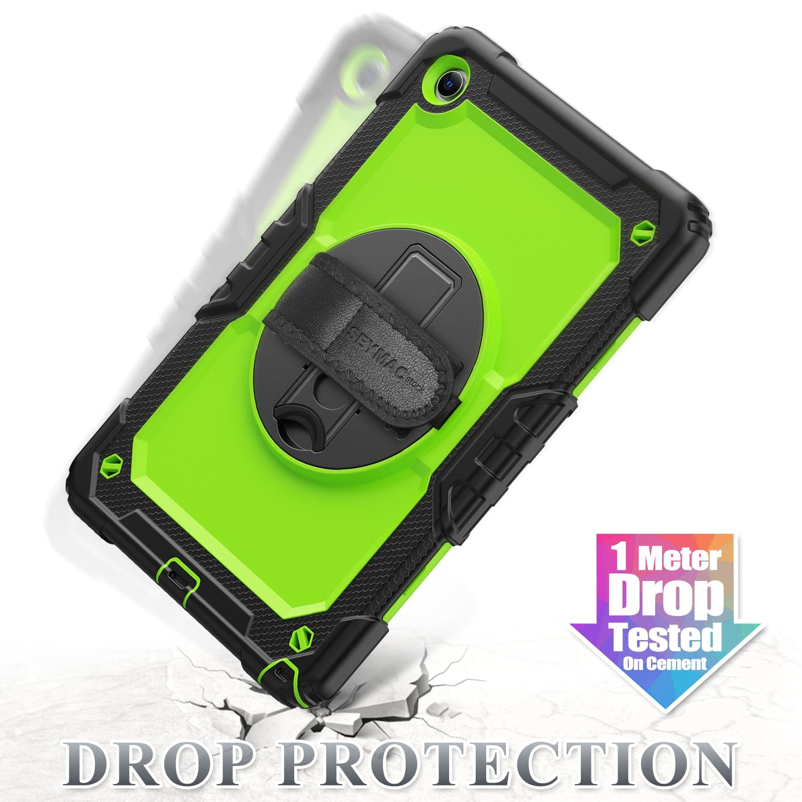 SEYMAC stock Case for Samsung Galaxy Tab A11+ Plus 11'', Full-Body Drop Protection Case with Screen Protector Pencil Holder [360° Rotating Hand Strap] &Stand, Green+Black thumbnail 6