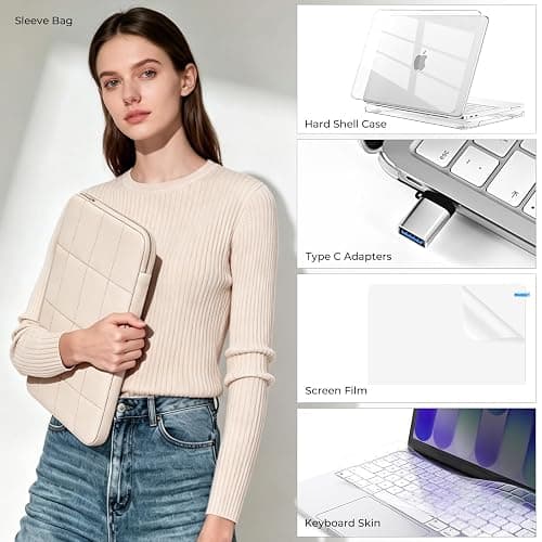 EooCoo for MacBook Neo Case 13 inch 2026 Model A3404, Crystal Clear | Crack & Scratch Resistant, Sturdy, Hard Shell Case & Sleeve Bag & Type C & Keyboard Skin & Screen Film, Mac Neo Accessories thumbnail 5