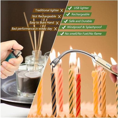 MEIRUBY Electric Candle Lighter, Valentine's Day Gifts for Women Mom Men Wife, USB Arc Rechargeable Windproof Long Lighter for Candle BBQ Birthday Housewarming Gift Idals thumbnail 4