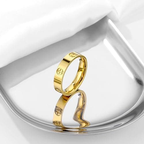 YAISZYW Women's Stainless Steel Wedding Ring 18K Gold Love Ring Friendship Engagement Wedding Jewelry, Promise Ring Mother's Day Christmas Birthday Gift, Size 5-10 thumbnail 5