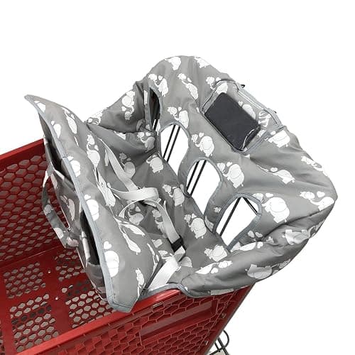 Twin Double Shopping Cart Cover for Baby Siblings with Carrying Case. Foldable Fit Wholesale Warehouse Grocery Stores Like Costco SAMS Club (White Elephant) - Image 1