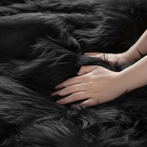 Faux Fur Fluffy Crafts Fabric 23.6x59 inch Black, Long Pile Shaggy Fur Fabric for Costume, Halloween Decoration, Home Sewing, Craft Arts Supply, Upholstery, Christmas Plush Furry Material thumbnail 7