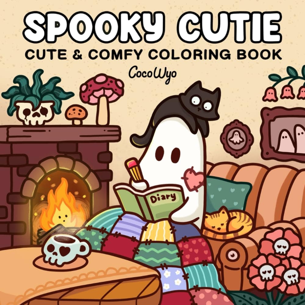 Spooky Cutie: Coloring Book for Adults and Teens Featuring Adorable Creepy Creatures in Cozy Hygge Moments for Relaxation - Image 1
