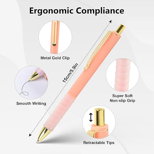 Ballpoint Pens Black Ink,10 PCS 1.0mm Medium Tip Retractable Pen,Long Lasting Smooth Writing Pens with Super Soft Grip,Suitable for Journaling, Take Notes,Gift for Women Men（Multicolor） thumbnail 3