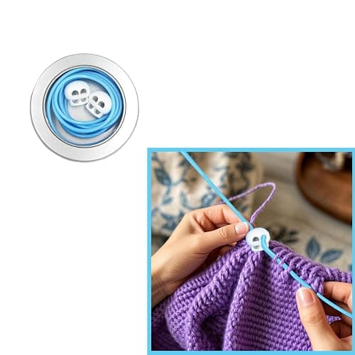 MEYAGO 2PCS PVC Knitting Stitches Holder Barber Cord Stitch Markers Knit Stiches Keeper PVC Knitting Cords with Knitting Needle Stoppers in Storage Tin thumbnail 2