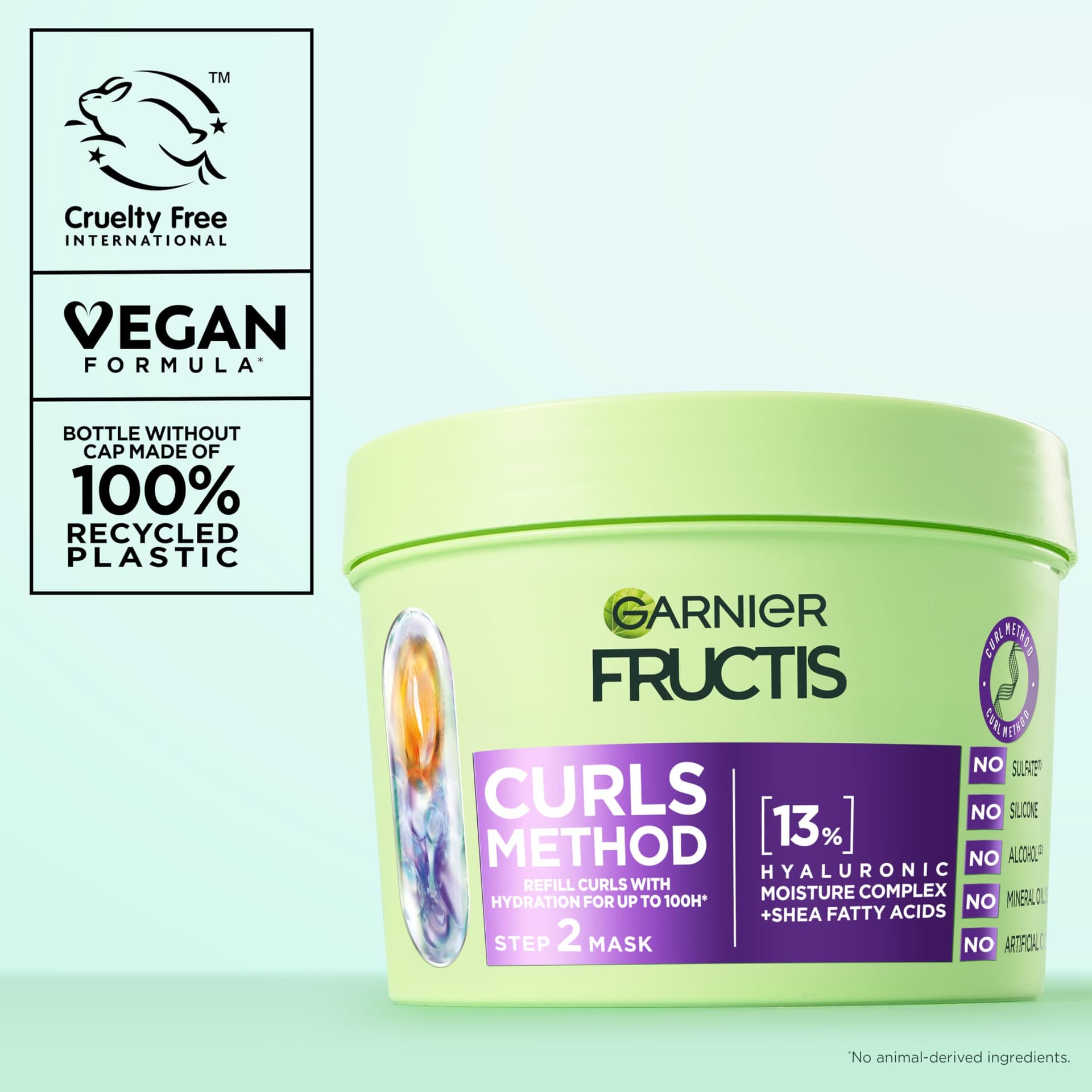 Garnier Fructis Curls Method Step 2 Mask for all curl types Refill curls with hydration for up to 100H With Hyaluronic Moisture Complex + Shea Fatty Acids Sulfate-free silicone-free Vegan 370ml thumbnail 7