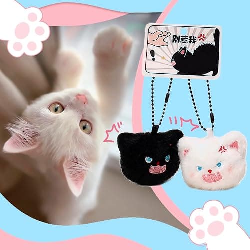WXCATIM Kawaii Keychain 2ps Cute Plush Keychain Backpack Accessories Kawaii Keychains Stuffed Animal Cat Gifts For Cat Lovers Black Cats Gifts for Backpacks Handbag Bag Wallet for Women Friends thumbnail 2