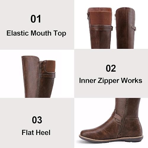 Jeossy Women's 9655 Knee High Boots Flat Riding Tall Boots with Buckle and Side Zipper thumbnail 5