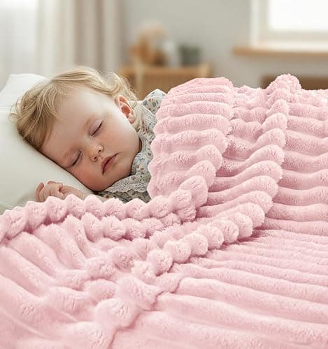 Utopia Bedding Pink Striped Fleece Blanket Throw Size – Fluffy, Warm & Lightweight Ribbed Throw for Bed, Sofa & Chair - Soft Cozy Blanket for Home Décor & Gifting (50x60 Inches) thumbnail 4