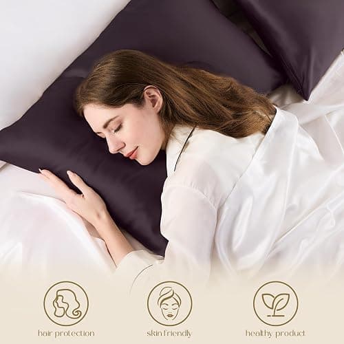 ZIMASILK 100% Pure Mulberry Silk Pillowcase for Hair and Skin Health,Soft and Smooth,Both Sides Premium Grade 6A Silk,600 Thread Count,with Hidden Zipper,1pc (King 20''x36'',Eggplant Purple) thumbnail 5