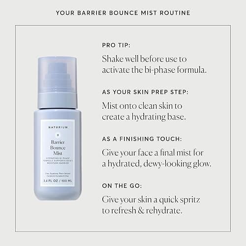 Naturium Barrier Bounce Mist, Hydrating Skincare with Urea, Squalane, Plant-Derived Ceramide & Aloe, 100 mL / 3.4 fl oz thumbnail 6