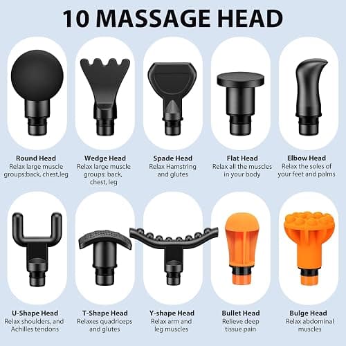 TOLOCO Massage Gun, Upgrade Deep Tissue Back Massager with 10 Replacement Heads, Percussion Massage Guns for Athletes for Pain Relief, Super Quiet Electric Massager for Treatment, Relax, Carbon - Carbon thumbnail 5