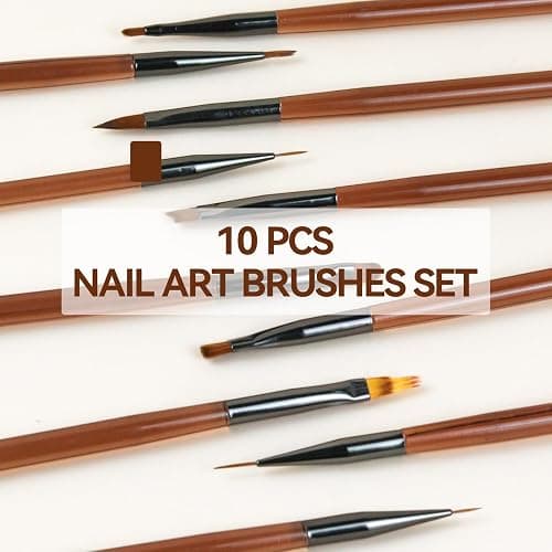 ESUOHYM 18 PCS Nail Art Brushes Set for Painting Practice Design Nails, French Tips Liner Brushes, Acrylic Nail Brushes for Nail Extensions, Nail Sculpting Pen Dotting Tools Nail Art Tools Home thumbnail 9