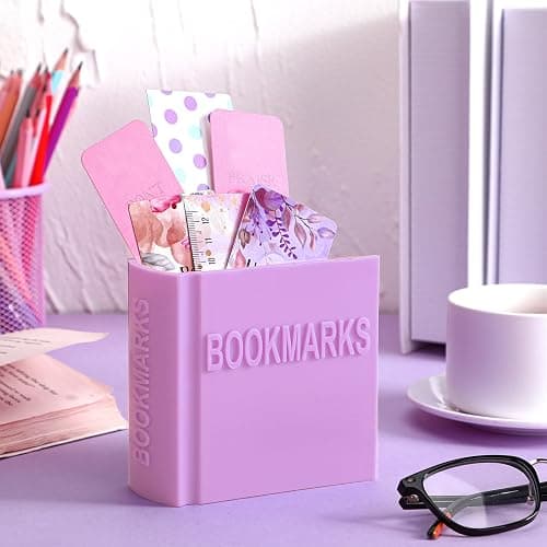 Honeydak Back to School 3D Printed Book Shaped Bookmark Holder,Purple thumbnail 2