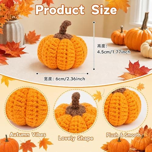kuchisity 12 Pack Pumpkin Decor Crochet Small Pumpkins Knit Pumpkins Farmhouse Thanksgiving Gift Table Centerpiece for Mantel Halloween Decorations thumbnail 3