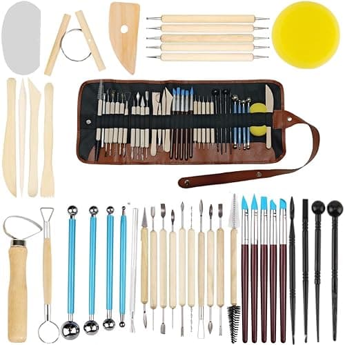 40PCS Clay Tools Set with Storage Bag Polymer Clay Sculpting Tools for Pottery, Ceramic, Modelling & DIY Crafts for Adults, Beginners & DIY Lover - Image 1