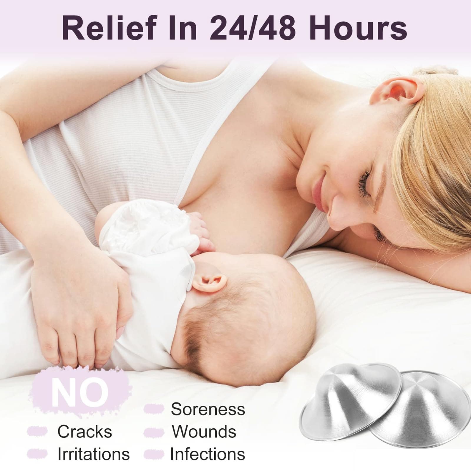 Pure 925 Silver Nipple Shields for Breastfeeding - Gentle Protection Nursing Cups for Newborns & Moms, Regular Size thumbnail 2