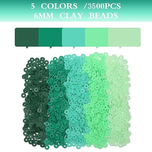 THRELE 3500pcs Green Clay Beads for Bracelets Making 6mm Heishi Beads Polymer Flat Round Disc Clay for Jewelry Making Green Bead Crafts thumbnail 4