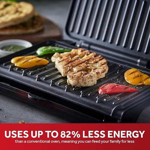 George Foreman Medium Electric Fit Grill [Non stick, Healthy, Griddle, Toastie, Hot plate, Panini, BBQ, Energy saving, Vertical storage, Easy clean, Drip tray, Ready to cook light] Black, 1630W 25810 thumbnail 4