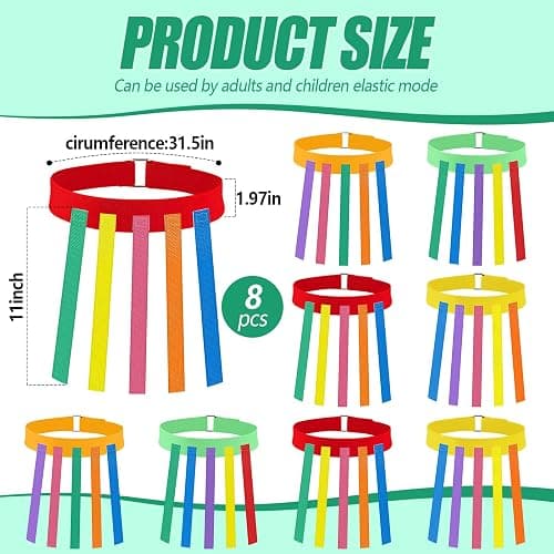 Wettarn 8 Pcs Catch Tail Game Belt Set Kids,Red,Orange,Yellow,Green | Colorful Streamers, Field Day Games, Birthday Party Activities, Outdoor Catch the Tail Challenge for Kids Adults thumbnail 3