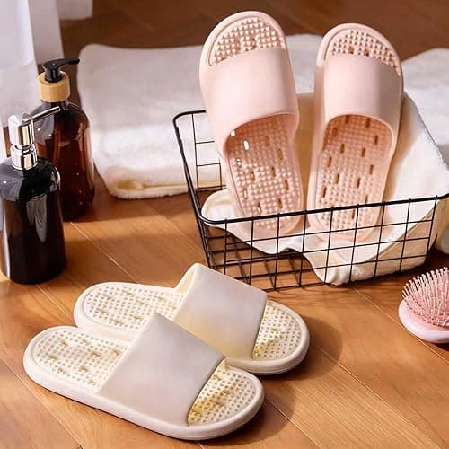 GOEWY Shower Shoes with Drain Holes Massage Granules for Women Men Gym Shower Slippers Slides Quick Drying Bathroom Beach Sandals Lightweight Non-Slip thumbnail 3