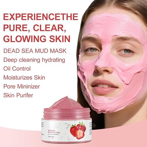GUOYAOLIFU Clay Mud Face Mask for Women,Strawberry Dead Sea Mud Facial Mask Skincare，Deeping Cleansing,Oil Control,Hydrating Face Cleaning Clay Masks for All Skin Types (4.2OZ) thumbnail 3