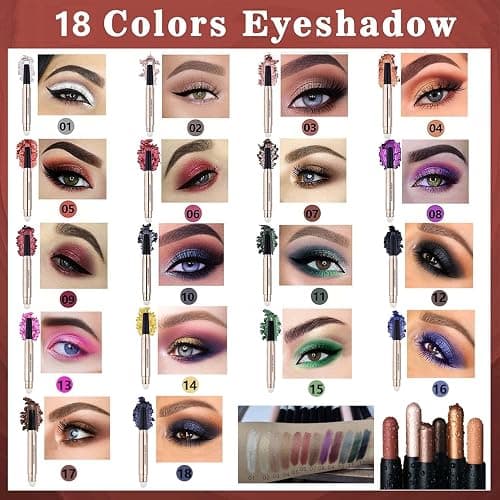 SAUBZEAN Rose Gold Eyeshadow Stick Makeup, Highlighter Matte Cream Eye Shadow Pencil, Waterproof Hypoallergenic Long Lasting Crayon, Glitter Primer Palette Shimmer Eyeliner Pen wiht Soft Brush thumbnail 7