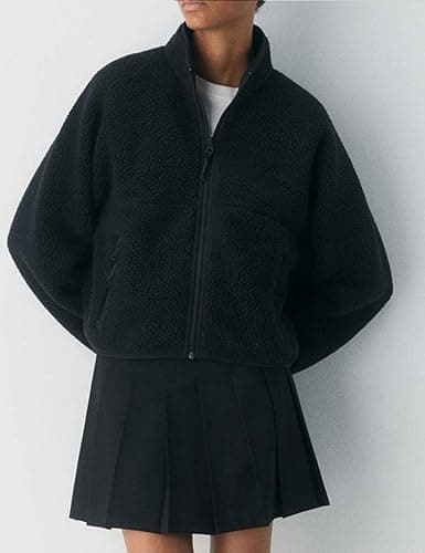 Yozazzy Fleece Jackets Women Causal Long Sleeve Sherpa Jacket Warm Ziper Fuzzy Coat Sweatshirts Trendy with Pockets thumbnail 5
