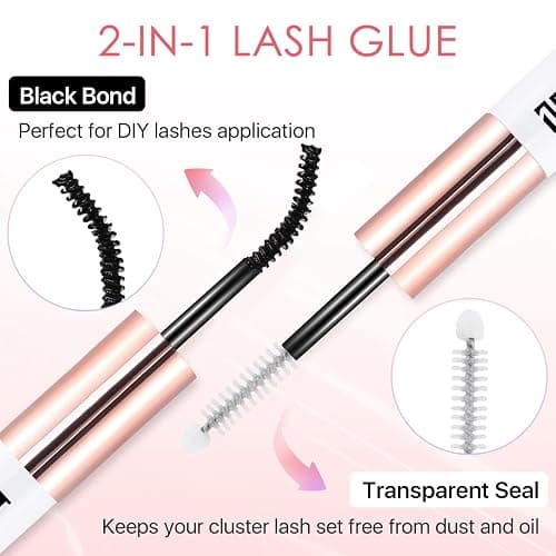 Miuffue Eyelash Glue, Lash Bond and Seal, Latex-Free Lash Glue for Sensitive Eyes, Waterproof Strong Hold Eyelash Cluster Adhesive for 72 Hours thumbnail 2