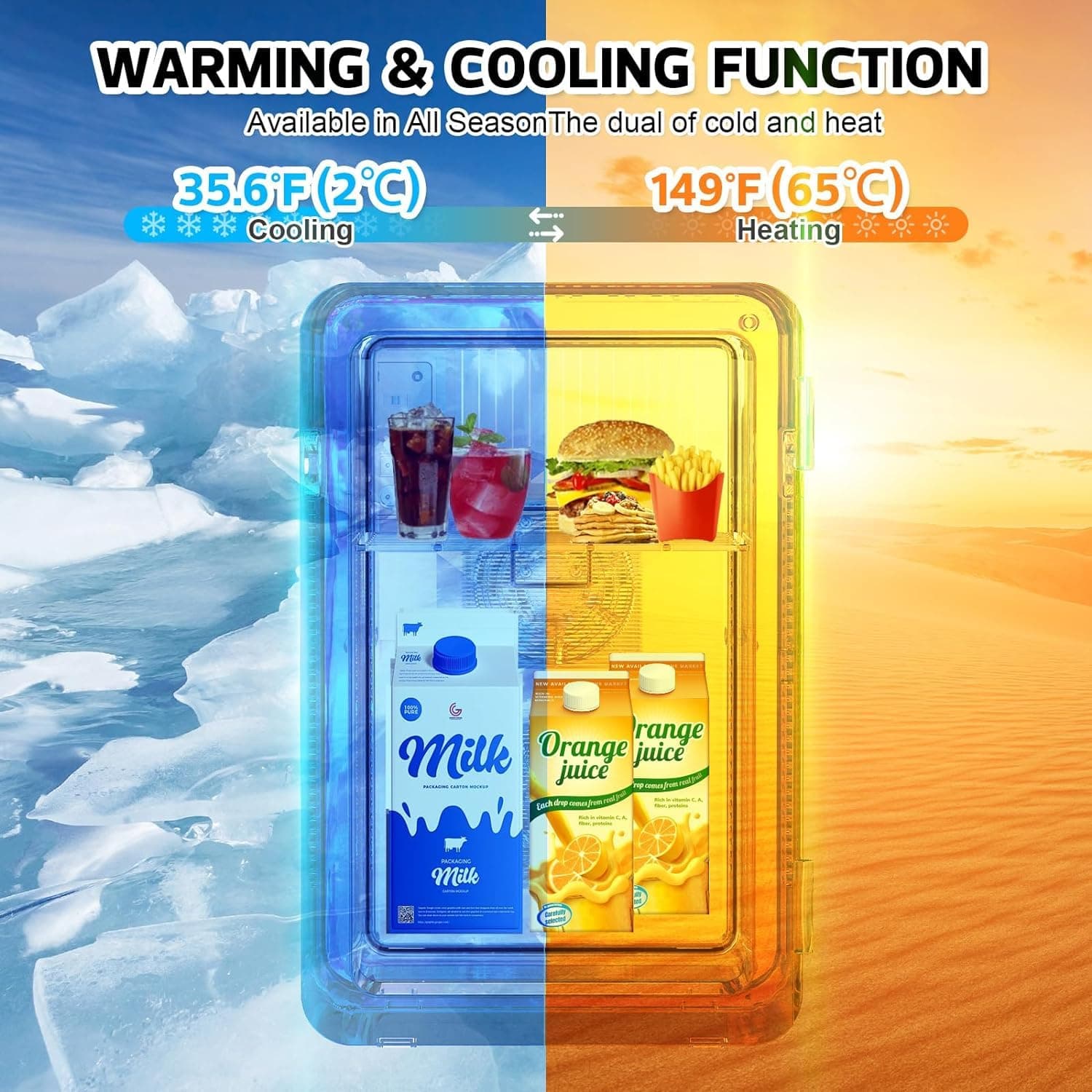 Personal Mini Fridge Cooler, 22L Portable Small Fridge Cooler and Warmer for Car Office Desk & Dorm Food Beverage Skincare Makeup, Black thumbnail 3