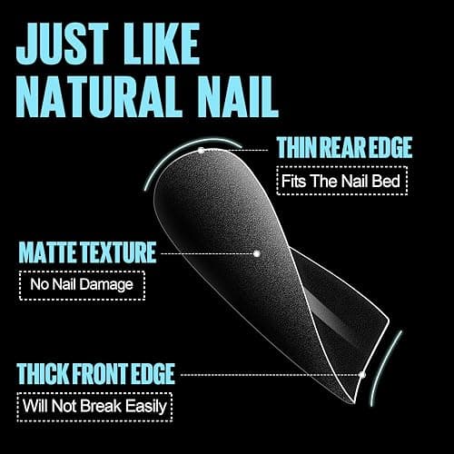 TOMICCA Extra Short Coffin Nail Tips, 15 Sizes 450Pcs Full Cover Gel Nail Tips for Extension Manicure, Acrylic Pre-shaped Double-sided Matte Fake Nails Christmas Nails with Box thumbnail 3