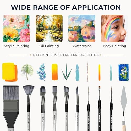 Nicpro 36pcs Paint Brush Set,Professional Paintbrushes for Acrylic Painting | Includes Palette Knife and Canvas Roll, Suitable for Artists and Beginners for Acrylic Painting, Oil, Watercolor, Gouache thumbnail 5