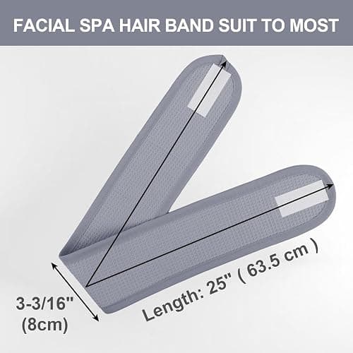 TopTie 4PCS Cotton Spa Facial Headband Waffle Terry Cloth, Gray Hair Wrap for Skincare Face Washing thumbnail 2