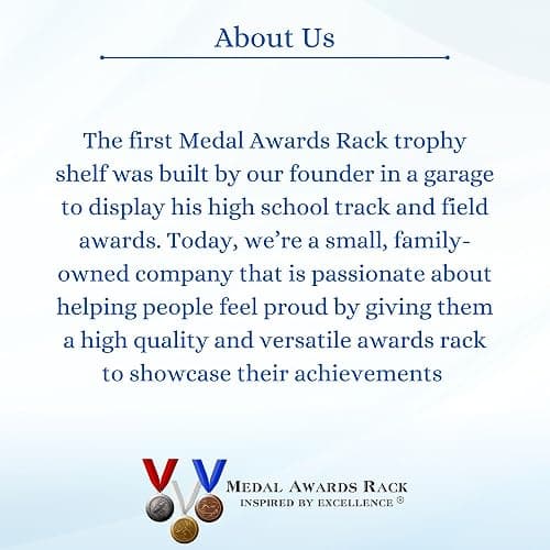 3ft Medal Hanger Display for Wall — Trophy Shelf with Hooks for Medals — 36" Solid Wood — Holds 30+ Medals + Cased Medals for Running, Gymnastics, Cheer, Karate — White- Medal Awards Rack thumbnail 7