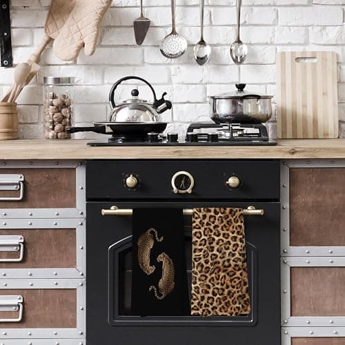 KTYHD Black Cheetah Leopard Kitchen Dish Towels Decor 16x24in Set of 2 | Cheetah Bathroom Decor, Retro Trendy Maximalist Wild Animal Hand Towels for Bathroom, Leopard Print Gifts for Women thumbnail 4