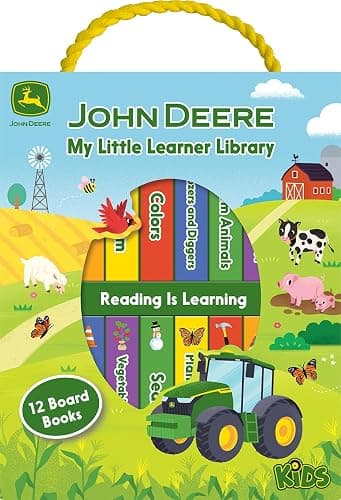 My Little Learner Library John Deere Kids 12-Book Set Board Book - Learning First Words, Numbers, Farm Animals and More - Image 1