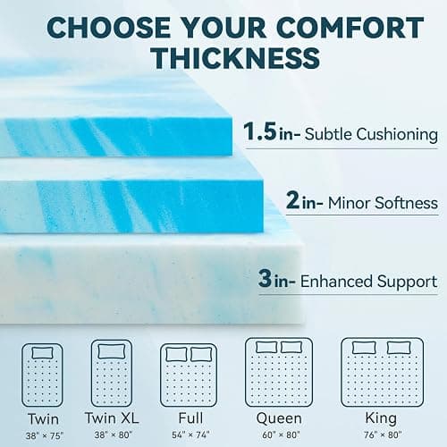 4 Inch Gel Memory Foam Mattress Topper thumbnail 6