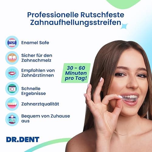 DRDENT Professional Zahnaufhellungsstreifen 21 Anwendungen - Zahnschmelz-sicher - Ohne Schmerzempfindlichkeit - Professionelle Zahnbleaching Strips - 42 Streifen + Mundöffner Inklusive thumbnail 2