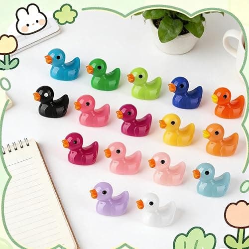 Diinokiy 200 Pcs Mini Resin Duck Colorful Miniature Figures Micro Fairy Garden Landscape Aquarium Hide and Seek Dollhouse Cake Decoration Potted Plants DIY Slime Craft Charms for Party Toys Game Gift thumbnail 9