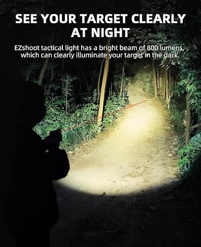 EZshoot Light Laser Combo Rechargeable, Compact Flashlight with Slidable Rail Compatible with G-Lock and Picatinny Rail, Flashlight with Red Laser Beam thumbnail 7