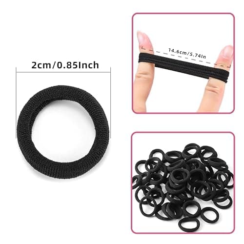 100 Pcs Baby Hair Ties, Seamless Cotton Toddler Hair Ties for Girls and Kids, Black Small Soft Hair Elastics Ponytail Holders thumbnail 7