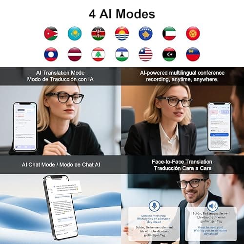 AI Smart Translation Glasses, Noise Reduction & Anti-Blue Light, Powered By GPT, Support 165+ Languages Multi-Functional Translator Glasses, Unisex Audio Bluetooth Glasses for Work, Travel & Study thumbnail 7