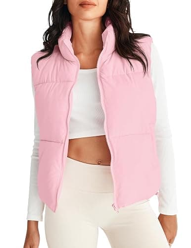 MEROKEETY Puffer Vest Women 2025 Fall Winter Sleeveless Jackets Lightweight Warm Stand Collar Quilted Zip Up Coat - Image 1