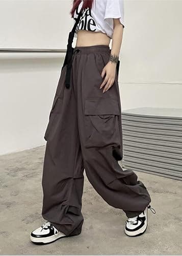 DINGJIUYAN Parachute Cargo Harem Pants Women Gothic Y2k Plus Size Elastic Waist Trousers Harajuku Punk Jogger thumbnail 4