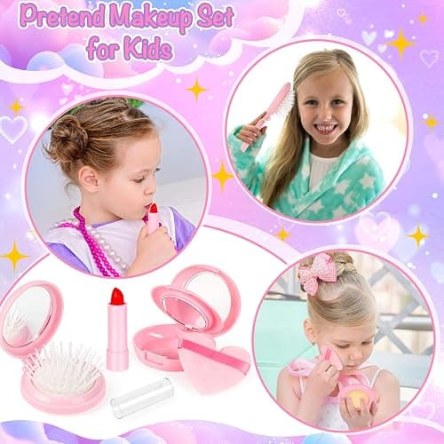 Oisacirg Sports Purse with Sun Hat, Pretend Play Toys for Girls Ages 3-8 | Tote Handbag, Water Bottle, Toy Phone and Watch, Pretend Makeup, Scarf for Role Play, Birthday Gifts, Mom-Daughter Bonding thumbnail 5