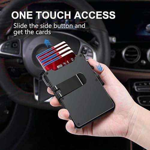 KIKVES Airtag Wallet for Men, Mens Smart Wallet for Air Tag RFID Blocking, Minimalist Bifold Pop Up Aluminum Credit Card Case Holder 12+ Cards with ID Window, Gift for Men, No Airtag Included, Black thumbnail 2