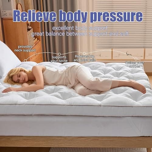 WhatsBedding 4 Inch Memory Foam Mattress Topper Queen for Back Pain Relief, Filled with Breathable Memory Foam, Soft Fluffy Supportive Bed Mattress Topper, 80x60x4 in thumbnail 7