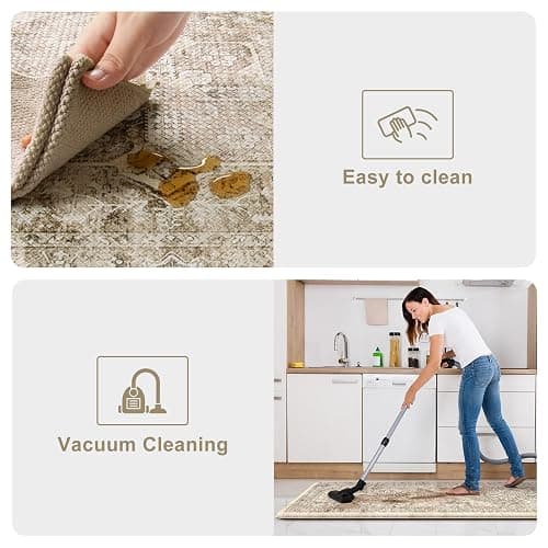 KIMODE Anti Fatigue Kitchen Mats 2 PCS 17"x47"+17"x29", Boho Kitchen Rugs and Mats, Non Slip Cushioned Kitchen Mats for Floor, Waterproof Kitchen Floor Mats for Laundry, Office, Sink, Khaki - 17.3" x 47"+17.3" x 29"--0.47 inches - Khaki/Multi thumbnail 5