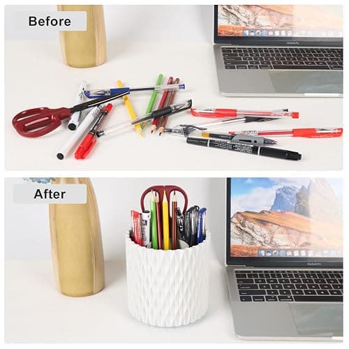 HSSPANFN Makeup Brush Holder Organizer - 360° Rotating, 5-Slot Brush Cup for Cosmetics, Lipsticks, Pens | Vanity & Desk Organizer (White) thumbnail 6